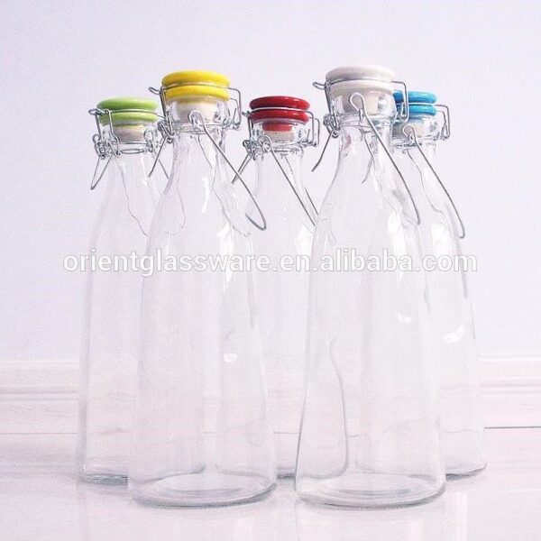 Glass Bottle With Color Ceramic Lid