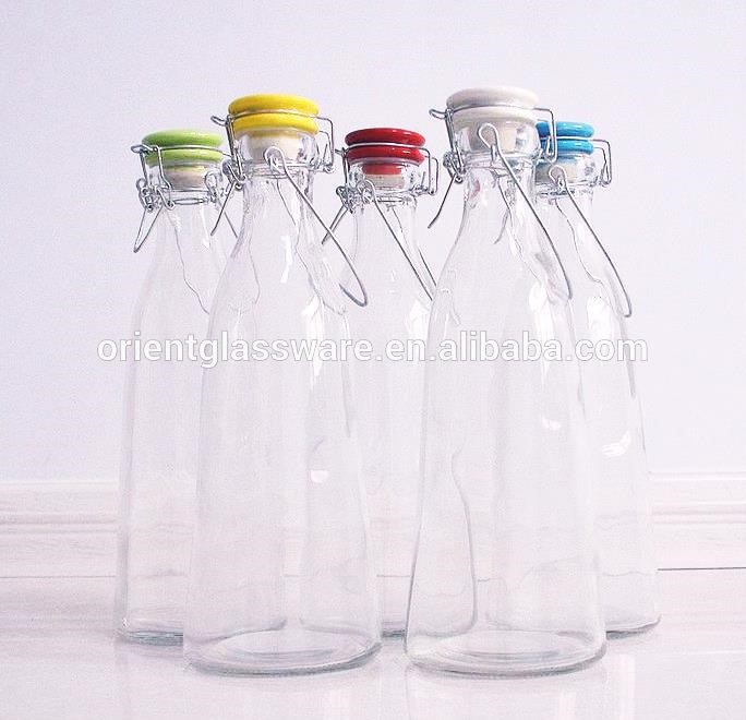 Glass Bottle With Color Ceramic Lid